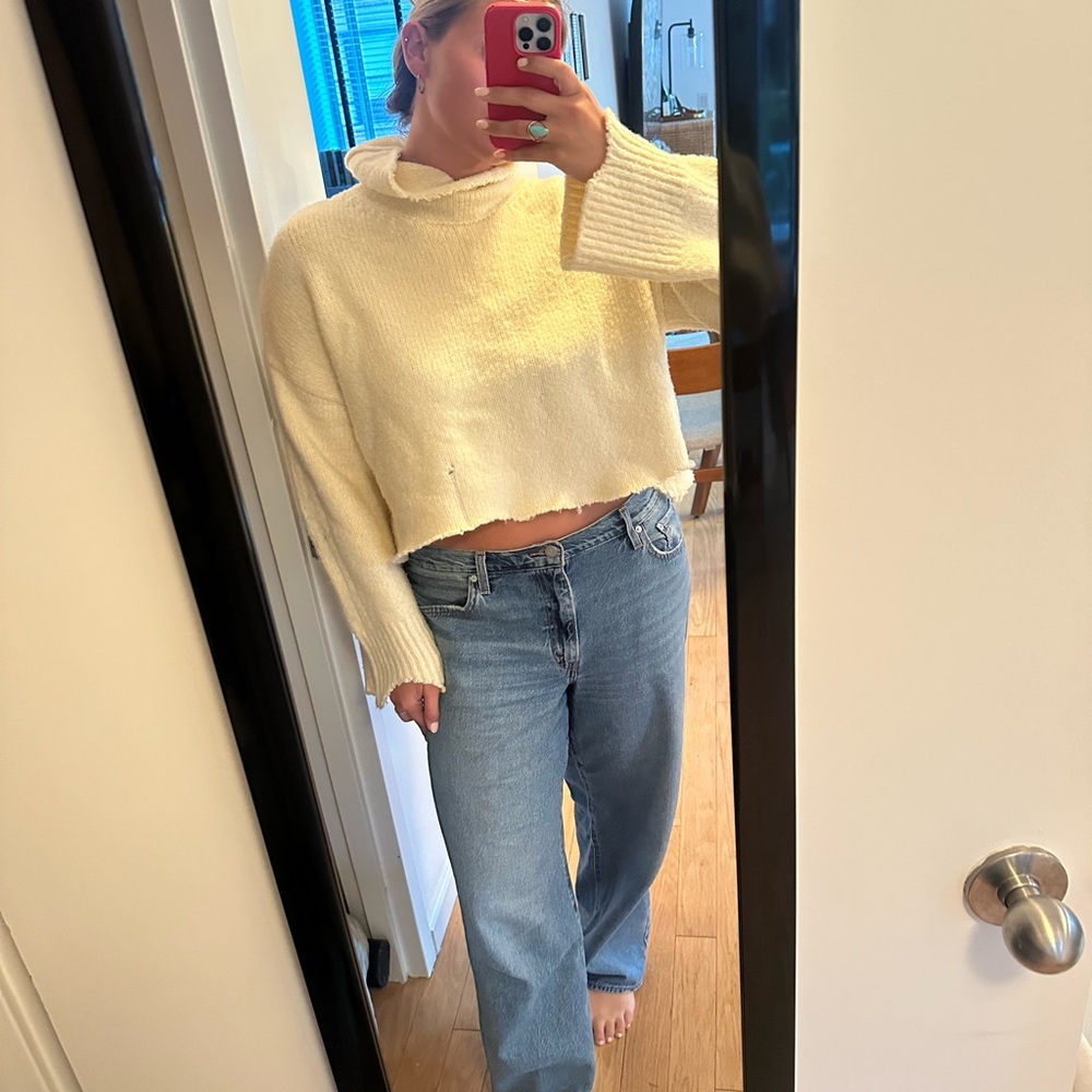 Cream Urban Outfitters Cropped Sweater